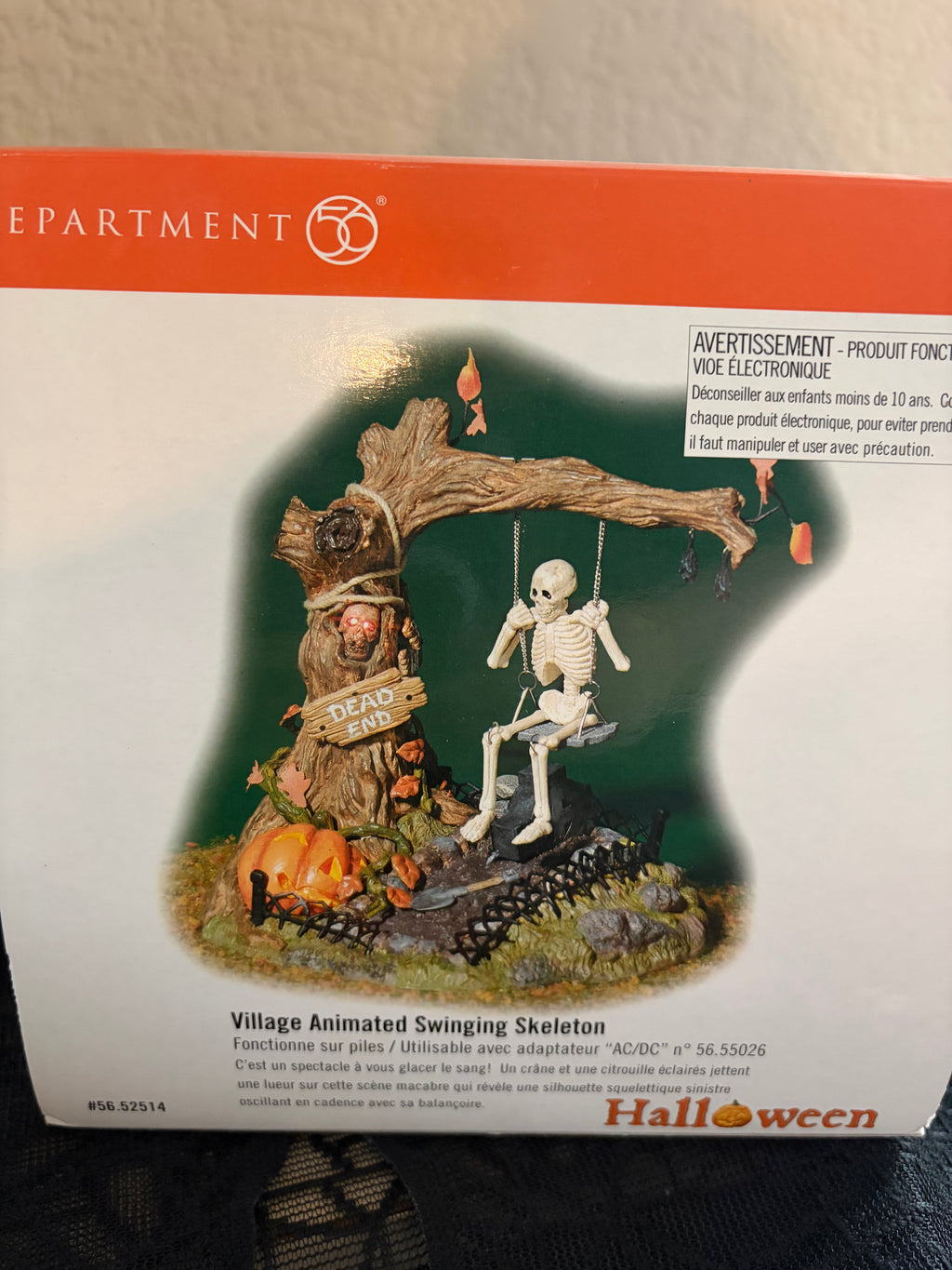 Dept 56 Village Animated Swinging Skeleton