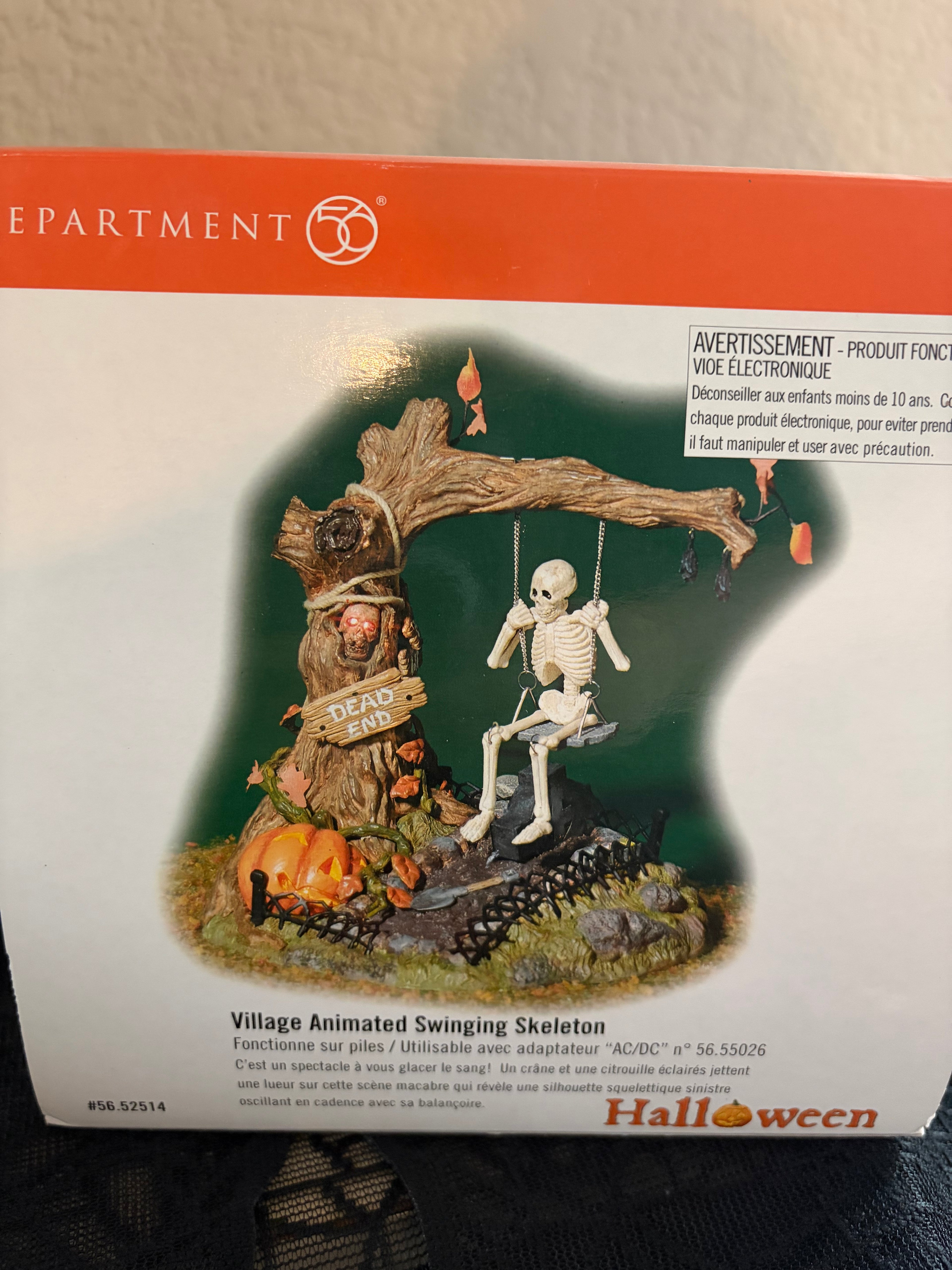 Dept 56 Village Animated Swinging Skeleton